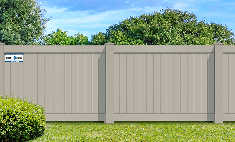 tan vinyl privacy fence company in Atlanta, Georgia