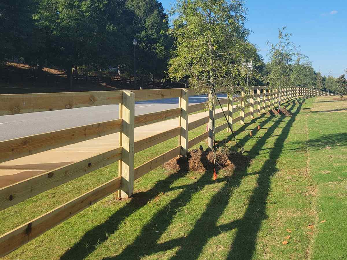 Wood 4-Rail Farm Fence in Norcross, Georgia